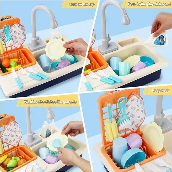 Chippo Carolina Mini Kitchen-Мивка с течаща вода и аксесоари.