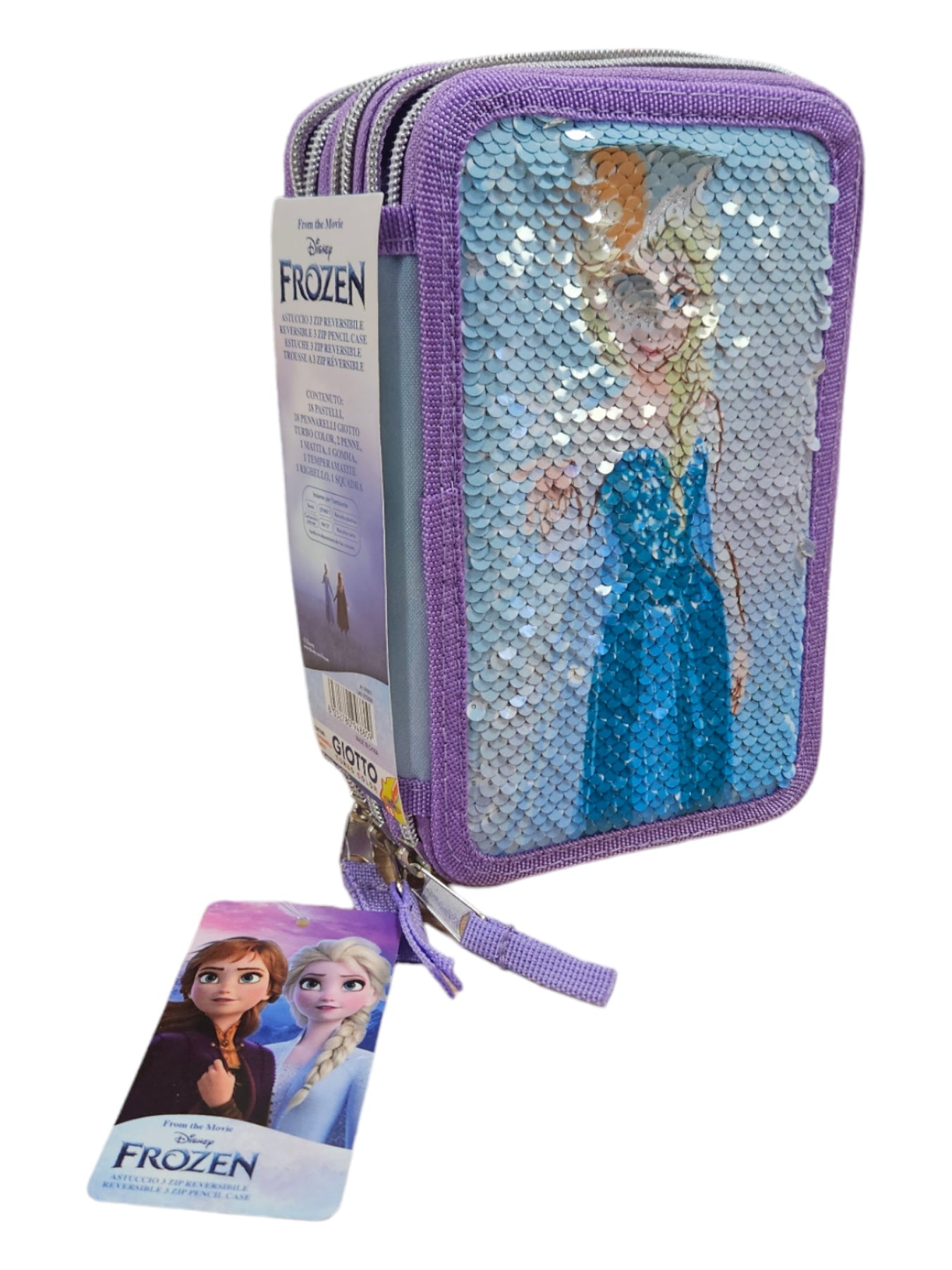 Пълен несесер с 3 ципа и пайети Frozen.