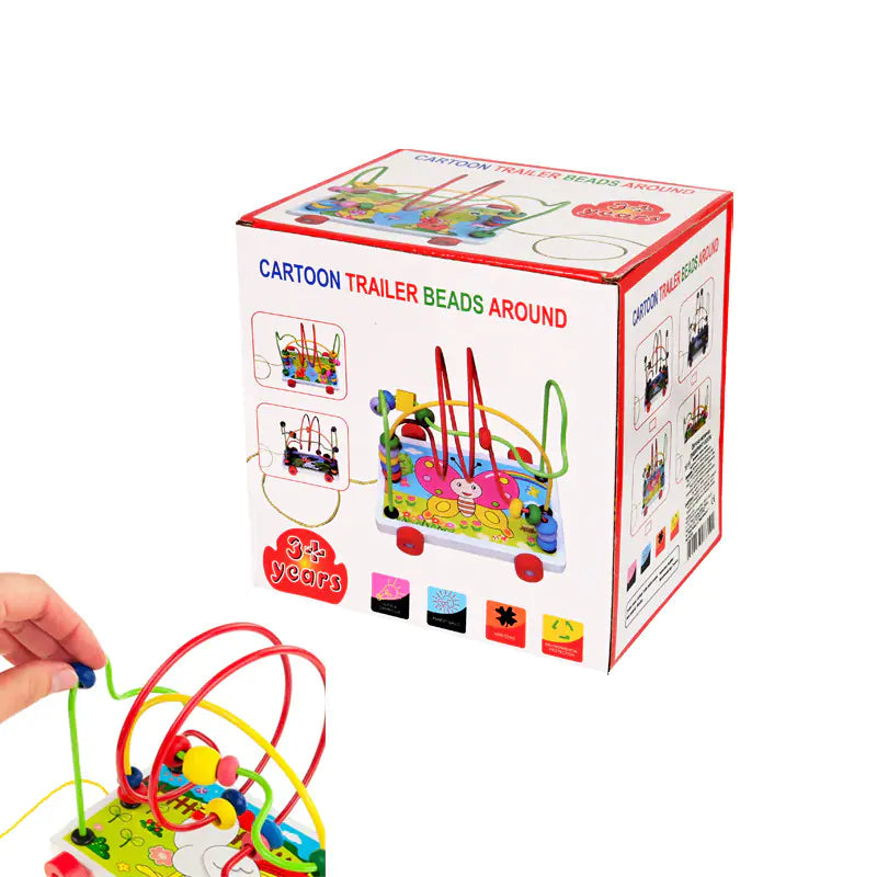 Дървена игра лабиринт на колелца.